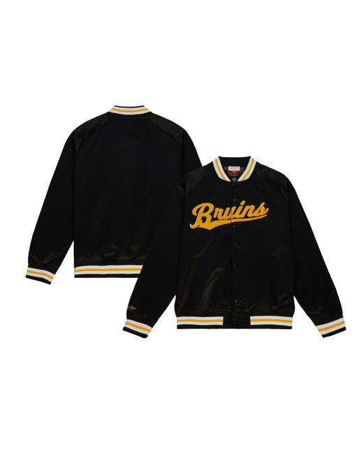 Mitchell & Ness Boston Bruins 100th Anniversary Satin Raglan Full-Snap Jacket