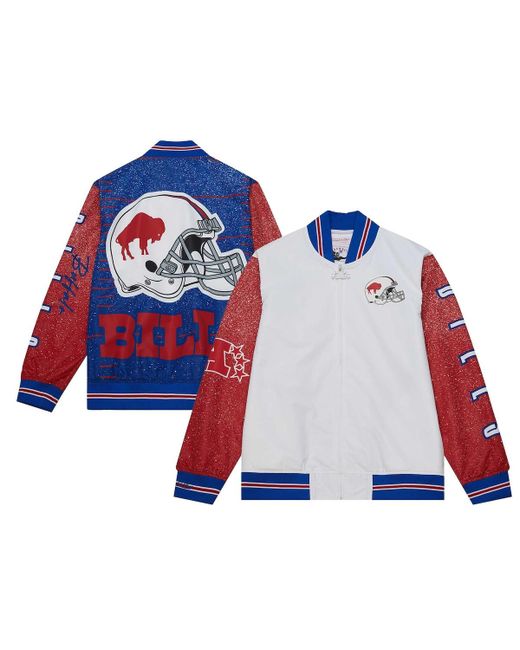 Mitchell & Ness Distressed Buffalo Bills Team Burst Warm-Up Full-Zip Jacket