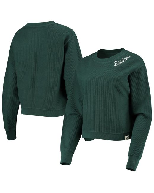 League Collegiate Wear Michigan State Spartans Corded Timber Cropped Pullover Sweatshirt
