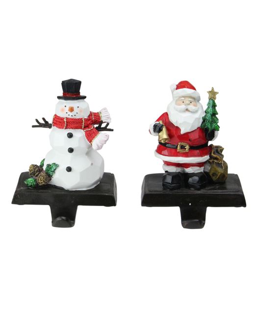 Northlight Set of 2 Santa and Snowman Christmas Stocking Holders 7