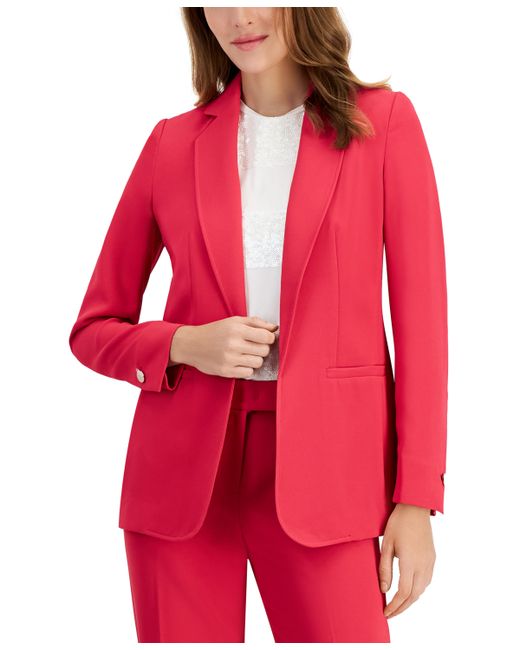 AK Anne Klein Solid Open-Front Notched-Collar Jacket