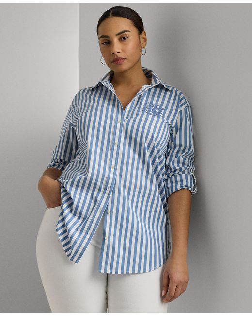 Lauren Ralph Lauren Plus Striped Oversized Shirt