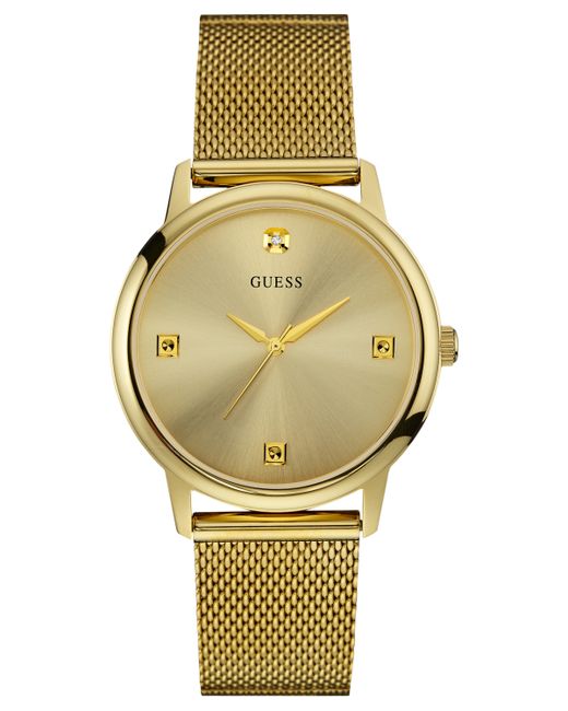 Guess Diamond Accent Tone Stainless Steel Mesh Bracelet Watch 40mm