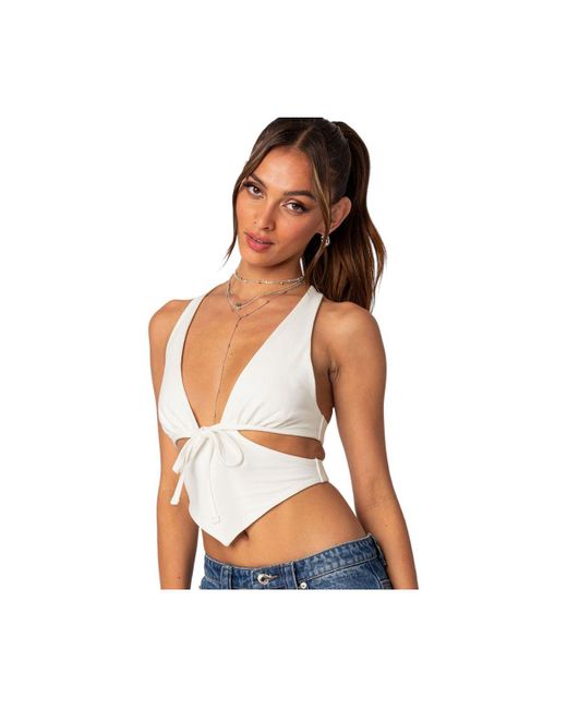 Edikted Cady tie front cut out top