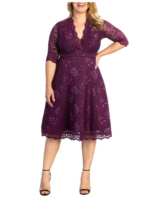 Kiyonna Plus Mademoiselle Lace Cocktail Dress with Sleeves