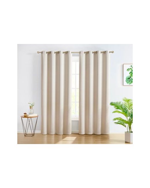Hlc.me Oxford Blackout Curtains For Bedroom Noise Reduction Thermal Insulated Window Curtain Grommet Panels Set Of 2
