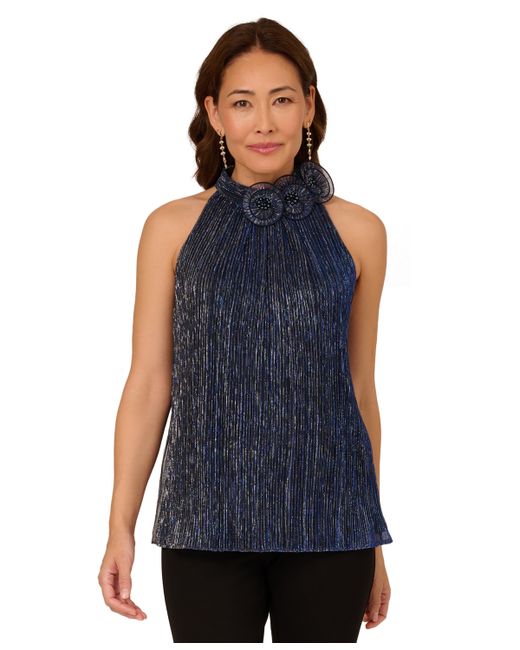 Adrianna Papell Embellished Metallic Knit Top