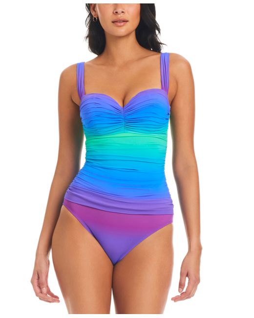 Bleu Rod Beattie Heat Of The Moment Shirred Bandeau One-Piece Swimsuit