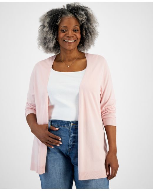 Style & Co Plus Open-Front Long-Sleeve Cardigan Created for