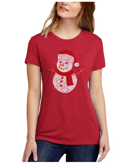 La Pop Art Christmas Snowman Premium Blend Word Art Short Sleeve T-shirt