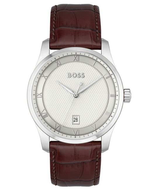 Boss Principle Quartz Basic Calendar Leather Watch 41mm