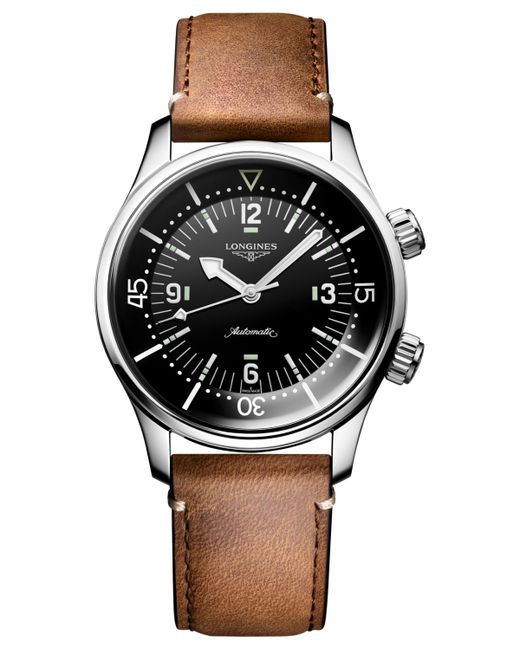 Longines Swiss Automatic Legend Diver Leather Strap Watch 39mm