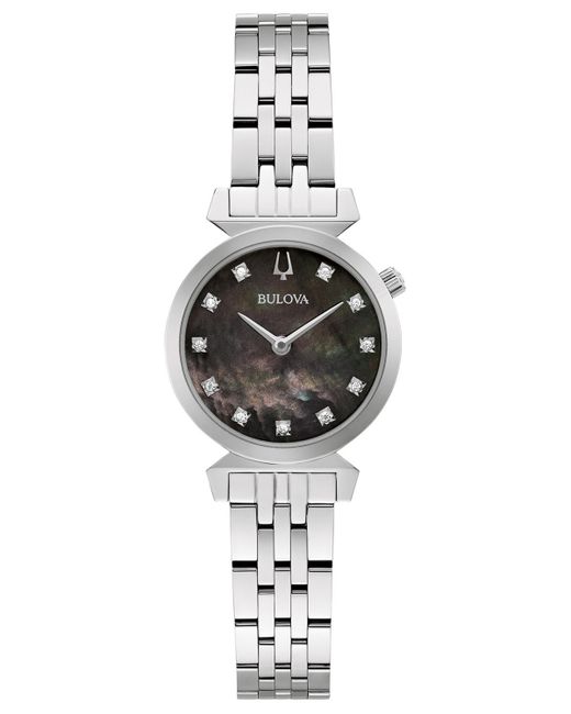 Bulova Classic Regatta Diamond-Accent Stainless Steel Bracelet Watch 24mm