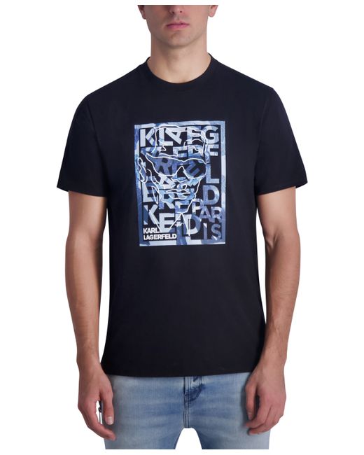 Karl Lagerfeld Slim Fit Short-Sleeve Box Sketch Logo Graphic T-Shirt