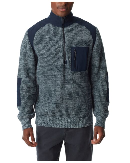 Bass Outdoor Quarter-Zip Long Sleeve Pullover Patch Sweater navy Blazer