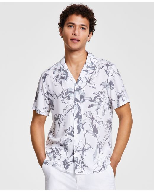 I.N.C. International Concepts Lily Bloom Regular-Fit Floral-Print Button-Down Camp Shirt Created for