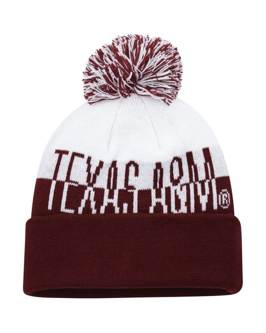 Adidas and Texas AM Aggies Colorblock Cuffed Knit Hat with Pom