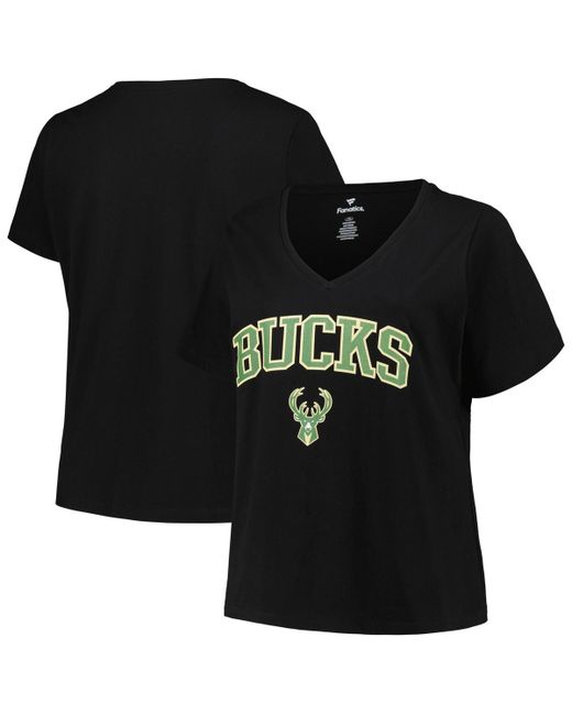 Profile Milwaukee Bucks Plus Arch Over Logo V-Neck T-shirt