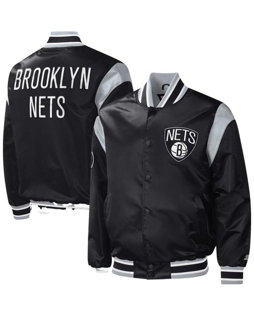 Starter Brooklyn Nets Force Play Satin Full-Snap Varsity Jacket