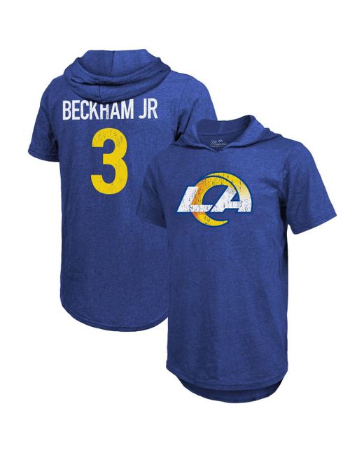 Majestic Threads Odell Beckham Jr. Los Angeles Rams Player Name Number Tri-Blend Hoodie T-shirt