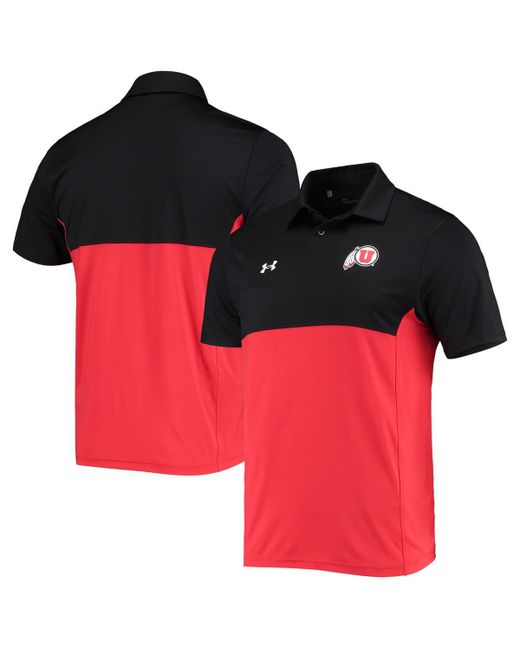 Under Armour Red Utah Utes 2022 Blocked Coaches Performance Polo Shirt