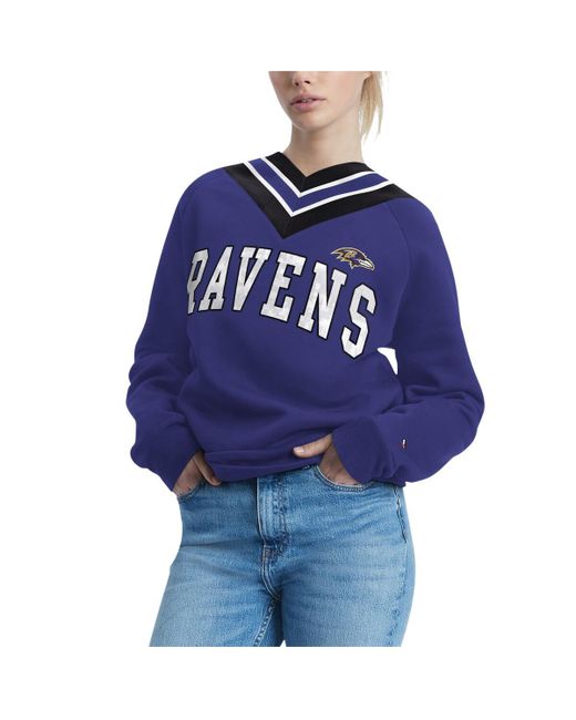 Tommy Hilfiger Baltimore Ravens Heidi Raglan V-Neck Sweater