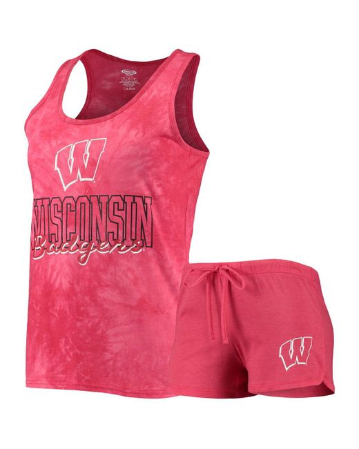 Concepts Sport Wisconsin Badgers Billboard Tie-Dye Tank Top and Shorts Set