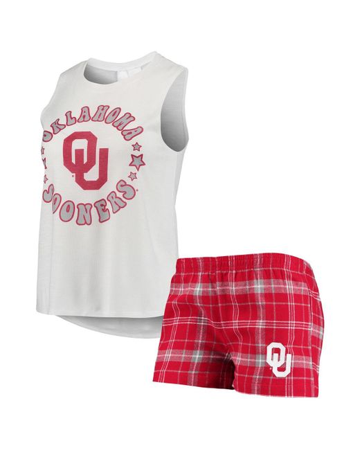Concepts Sport Oklahoma Sooners Ultimate Flannel Tank Top and Shorts Sleep Set