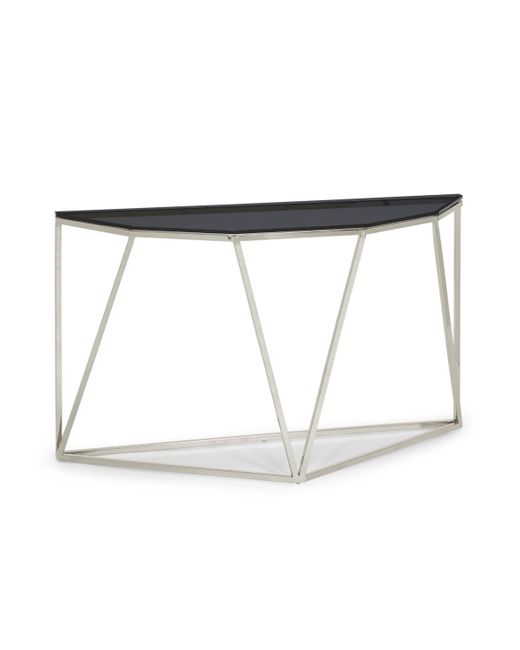 Macy's Aria 55 Smoked Glass and Polished Stainless Steel Console Table