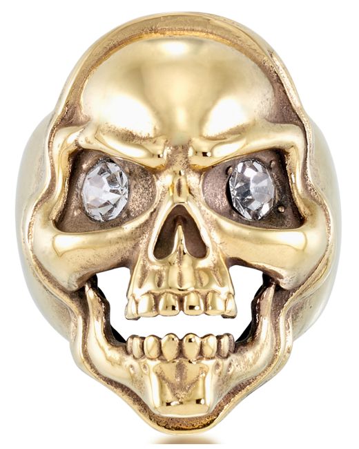 Andrew Charles By Andy Hilfiger Cubic Zirconia Skull Ring Yellow Ion-Plated