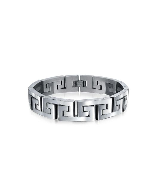 Bling Jewelry Stylish Masculine Geometric Infinity Key Link Bracelet Stainless Steel 9 Inch Length and 12MM Width