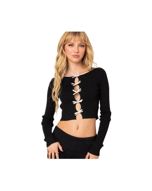 Edikted Billy bow cut out ribbed crop top