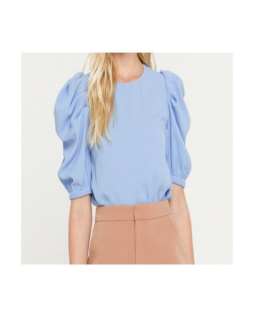 English Factory Pleated Puff Sleeve Top