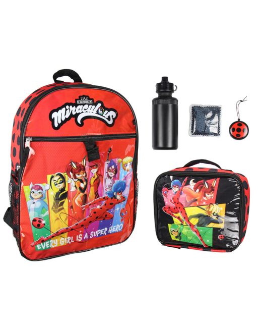 Miraculous Tales Of Ladybug Miraculous Tales of Ladybug Cat Noir Characters 5 Pc Backpack Lunchbox Icepack Water Bottle