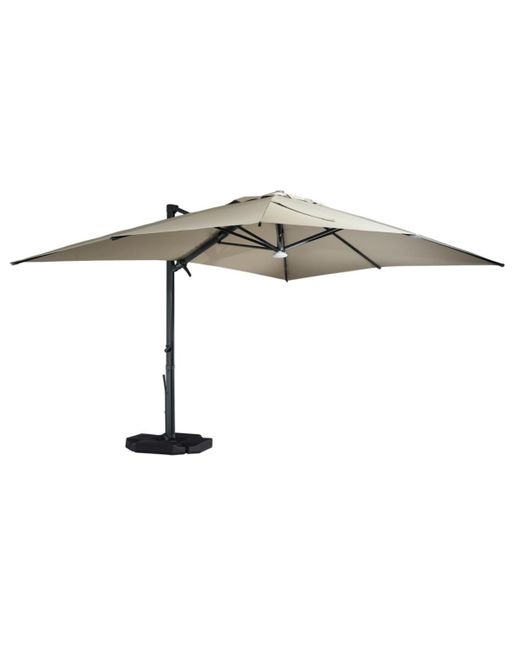 Mondawe 13ft Square Solar Led Cantilever Patio Umbrella with Included Base Stand Bluetooth Light