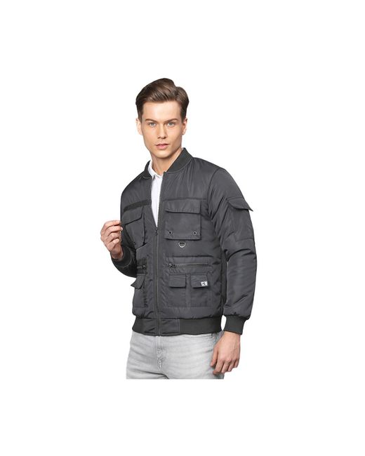 Campus Sutra Zip-Front Jacket With Flap Pocket