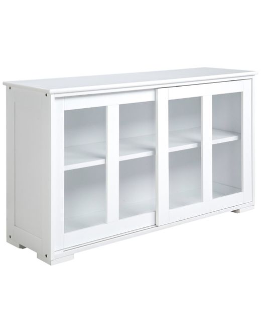 Homcom Sideboard Buffet Cabinet Stackable Credenza Coffee Bar with Sliding Glass Door and Adjustable Shelf