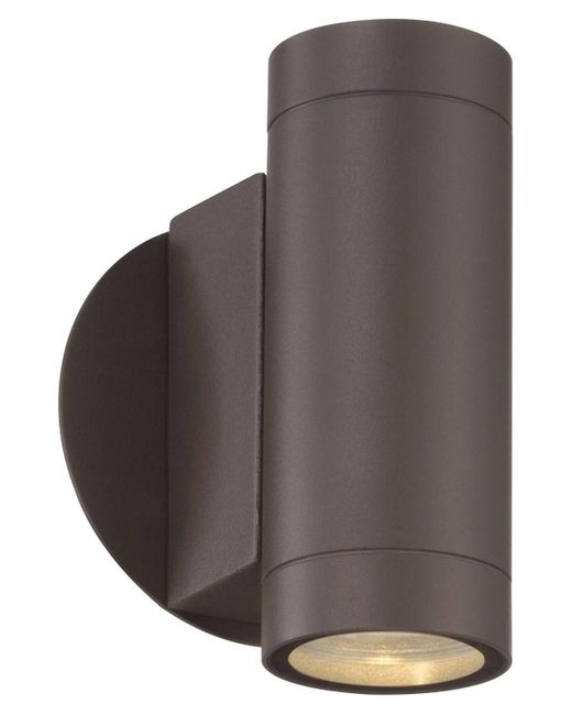 Possini Euro Design Modern Sconce Outdoor Wall Light Fixture Matte Bronze Cylinder 6 1/2 Tempered Glass Lens Up Down Decor for Exterior House Porch Patio Outside Deck Ga