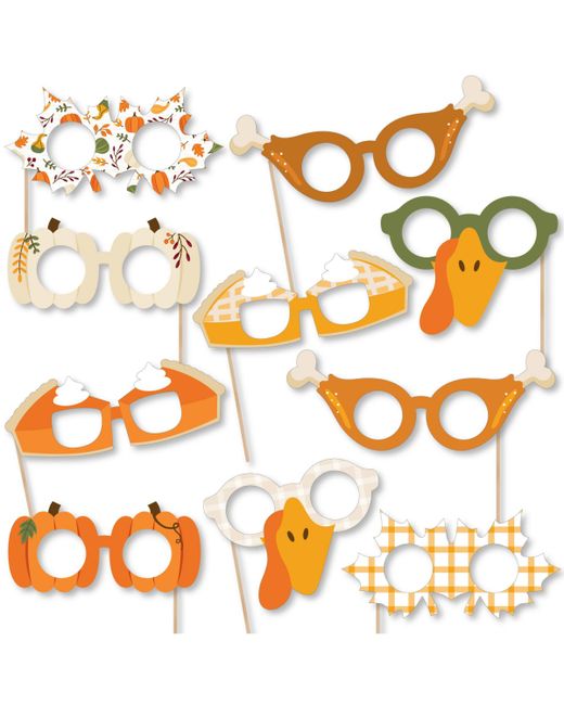 Big Dot Of Happiness Fall Friends Thanksgiving Glasses Friendsgiving Photo Booth Props Kit 10 Count