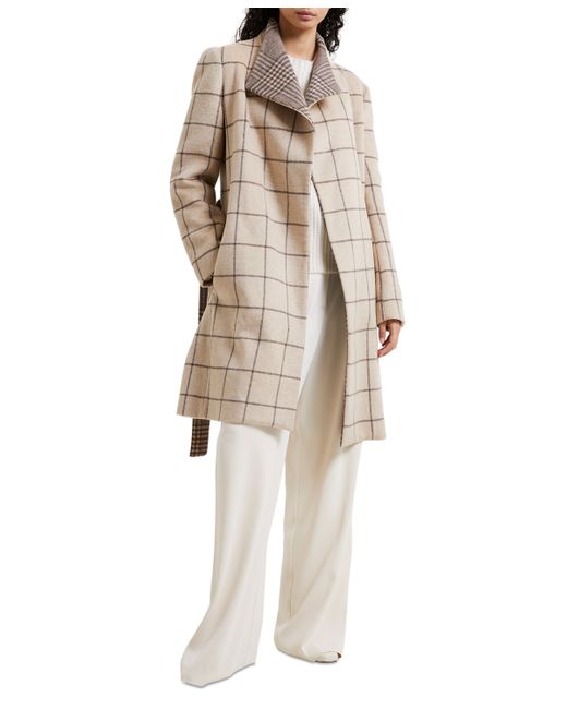 French Connection Fran Plaid Belted Coat
