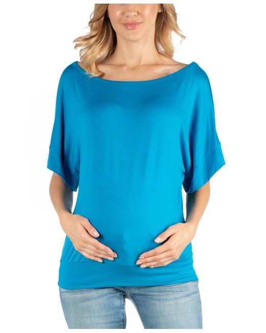 24seven Comfort Apparel Loose Fit Dolman Maternity Top with Wide Sleeves