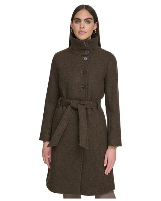 Calvin Klein Wool Blend Belted Buttoned Coat