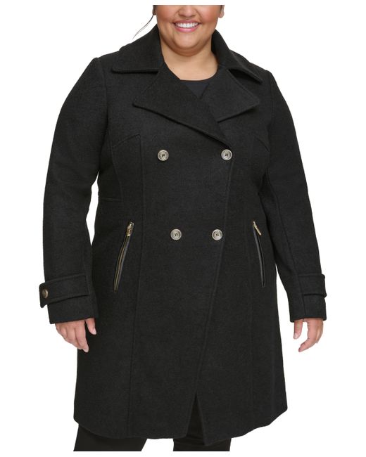 Guess Plus Notched-Collar Double-Breasted Cutaway Coat