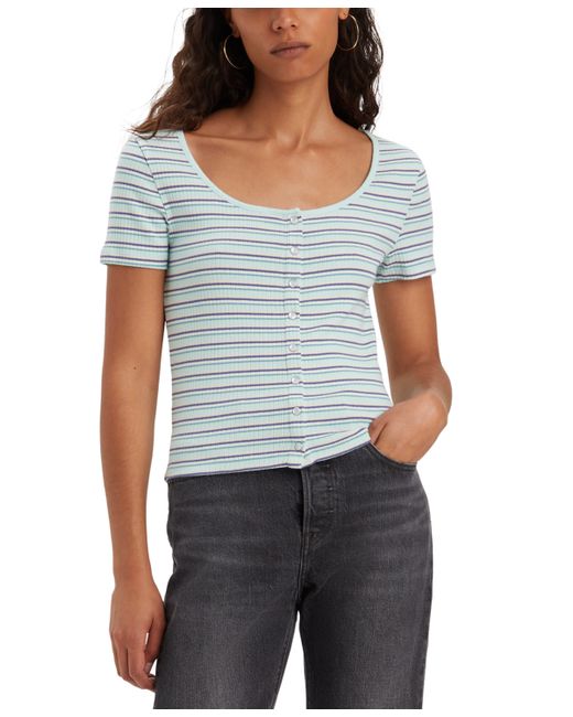 Levi's Britt Cropped Snap-Front Short-Sleeve Top