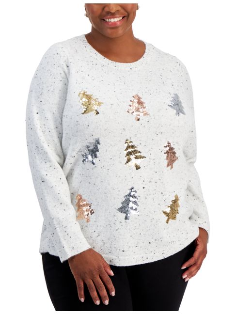 Karen Scott Plus Sequin-Tree Sweater Created for