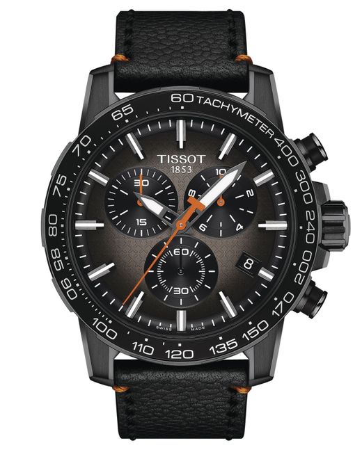 Tissot Swiss Chronograph Supersport Leather Strap Watch 46mm