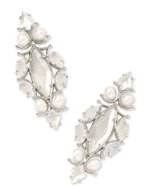 Kendra Scott Rhodium-Plated Cultured Freshwater Pearl Mother-of-Pearl Statement Earrings