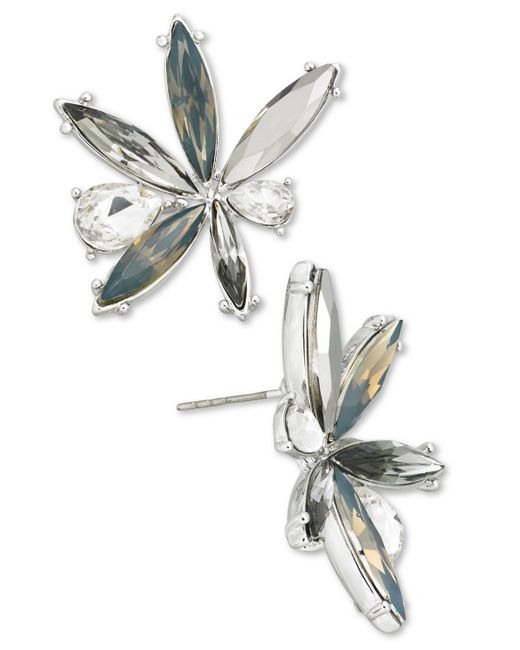 I.N.C. International Concepts Silver-Tone Mixed Stone Fan Statement Stud Earrings Created for