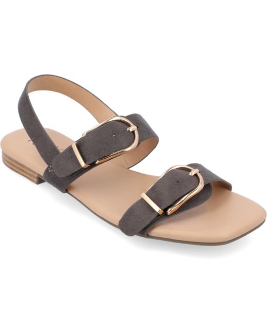 Journee Collection Buckle Flat Sandals
