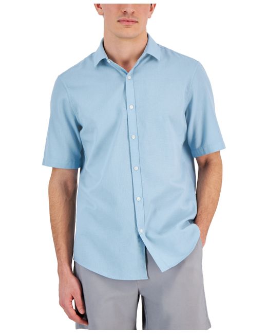 Alfani Short-Sleeve Solid Textured Shirt Created for